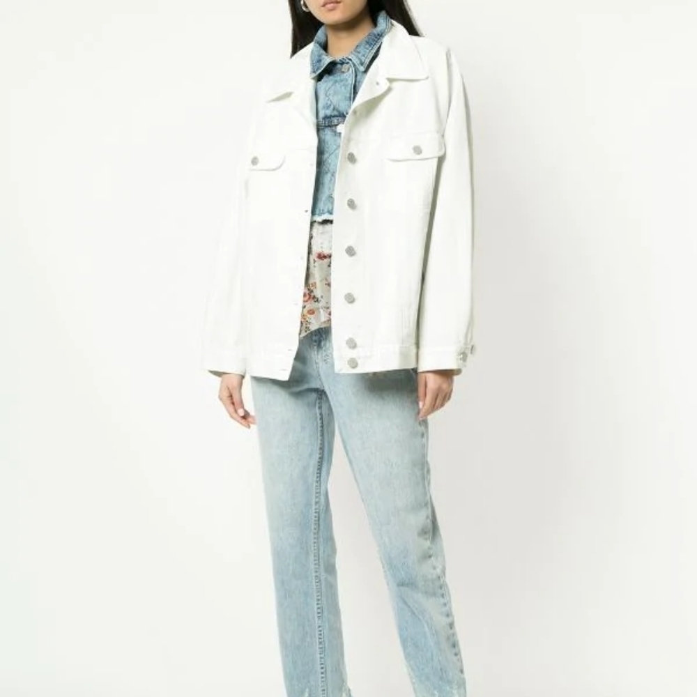 NWT Natasha Zinko White Oversized Layered Denim Jean‎ Jacket Sz 34